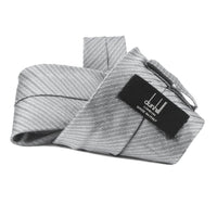 Dunhill herringbone patterned silk tie light grey