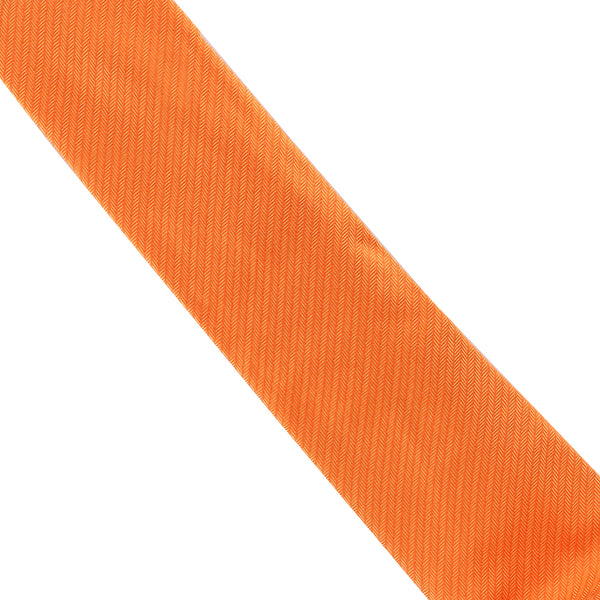 Dunhill herringbone patterned silk tie tangerine orange