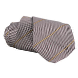 Dunhill fine houndstooth and stripe patterned silk tie claret beige