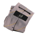Dunhill fine houndstooth and stripe patterned silk tie claret beige