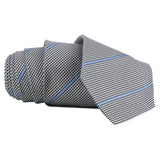 Dunhill fine houndstooth and stripe patterned silk tie black white blue