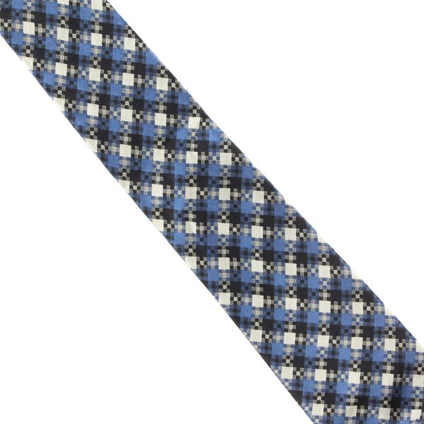 Dunhill luxurious mulberry silk gingham check patterned tie blue black grey