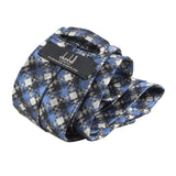 Dunhill luxurious mulberry silk gingham check patterned tie blue black grey