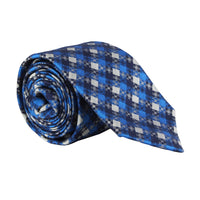 Dunhill luxurious mulberry silk gingham check patterned tie bright blue ink grey
