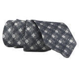 Dunhill luxurious mulberry silk gingham check patterned tie grey tones