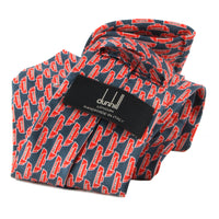 Dunhill luxurious mulberry silk tie in a Duke Lock print