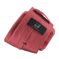 Dunhill oval pattered mulberry silk tie red and pale grey