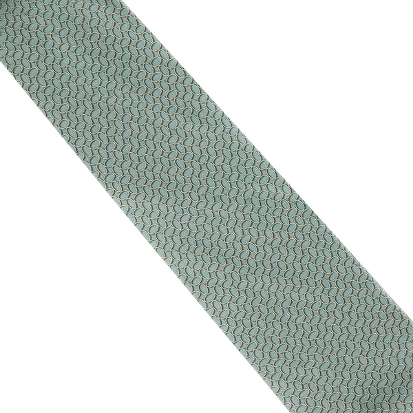 Dunhill oval pattered mulberry silk tie lichen green and pale grey