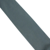 Dunhill zig zag pattered woven mulberry silk tie The patterning creates a blue and green two-tone effect