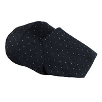 Dunhill woven twill tie in a pin dot pattern Woven raw silk with a natural slub to the fabric