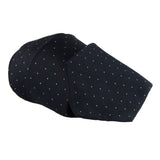 Dunhill woven twill tie in a pin dot pattern Woven raw silk with a natural slub to the fabric
