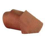 Dunhill luxurious geometric patterned silk tie in a two-tone effect dark orange tone 