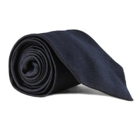 Dunhill luxuriously thick Mulberry silk tie in a neats pattern midnight blue and cocoa brown