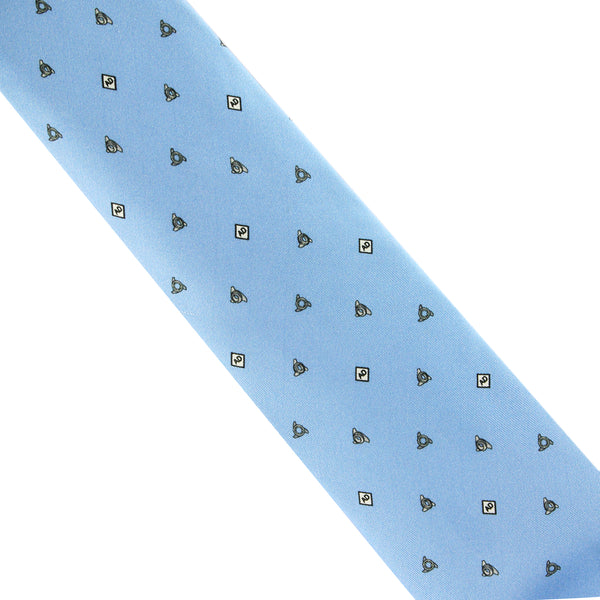 Dunhill monogram and wingnut patterned tie in mulberry silk pale blue