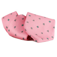 Dunhill monogram and wingnut patterned tie in mulberry silk pink