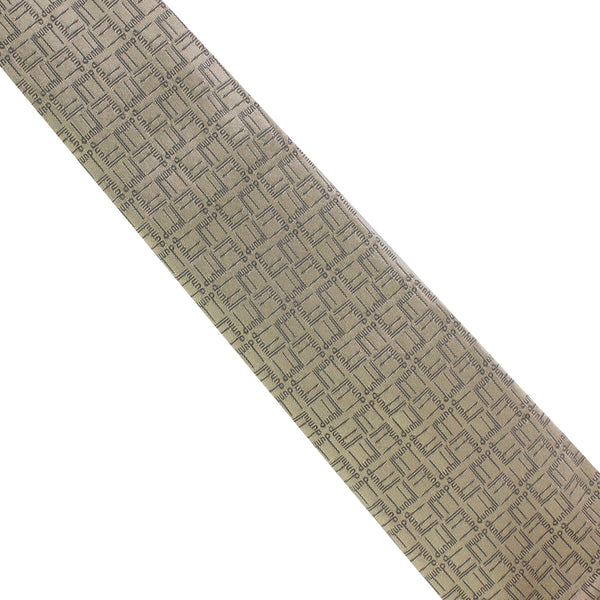 Dunhill silk tie in a signature longtail pattern sand silver