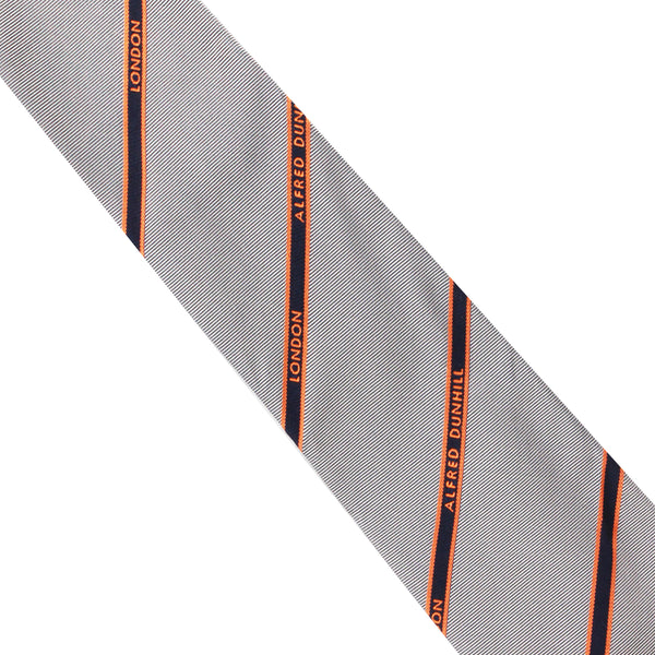 <span data-mce-fragment="1">Dunhill selvedge repeat tie&nbsp;in a twill mulberry silk&nbsp;fabric</span><br data-mce-fragment="1"><span data-mce-fragment="1">Striped logo repeat pattern</span>
