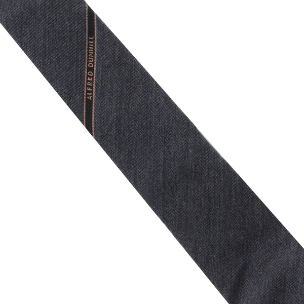 Dunhill luxurious wool tie in a twill and herringbone pattern