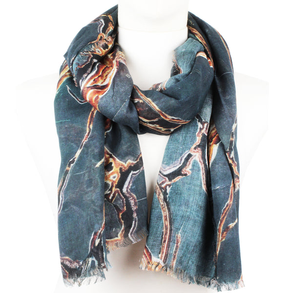 Dunhill fine silk and wool blend marbled pattern scarf