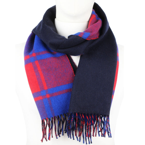 Dunhill pure cashmere scarf in a red and royal blue check pattern