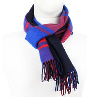 Dunhill pure cashmere scarf in a red and royal blue check pattern