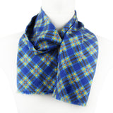 Dunhill woven silk scarf in a blue and yellow tone check pattern A tubular construction
