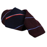 Dunhill luxurious wool and silk blend block striped tie