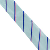 Dunhill aqua blue silk tie in a striped pattern