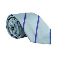 Dunhill aqua blue silk tie in a striped pattern