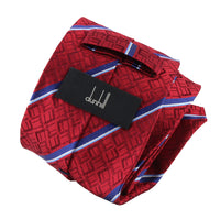 Dunhill silk tie in a stripe and longtail logo pattern