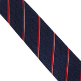 Dunhill silk tie in a stripe and longtail logo pattern