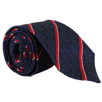 Dunhill silk tie in a stripe and longtail logo pattern