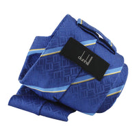 Dunhill silk tie in a stripe and longtail logo pattern