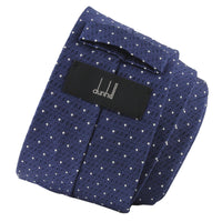 Dunhill silk tie in a fine dot and longtail 'd' logo pattern