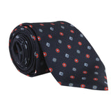 Dunhill mulberry silk tie in a cufflink printed pattern