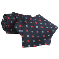 Dunhill mulberry silk tie in a cufflink printed pattern