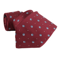 Dunhill mulberry silk tie in a square cufflink printed pattern