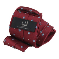 Dunhill mulberry silk tie in a square cufflink printed pattern