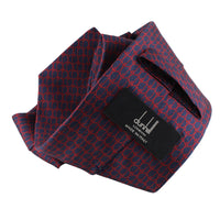 Dunhill luxurious mulberry silk tie in a repeat d logo print