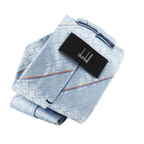 Dunhill luxurious silk tie in a longtail logo with contrasting stripe pattern
