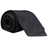 Dunhill textured woven pattern silk tie in charcoal grey