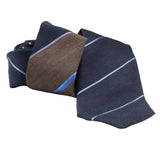 Dunhill luxurious wool and silk blend tie in a block stripe pattern