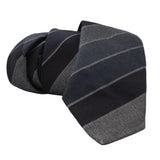 Dunhill luxurious wool and silk blend multi-tonal striped tie