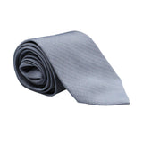 Dunhill grosgrain woven mulberry silk tie in a grey blue tone