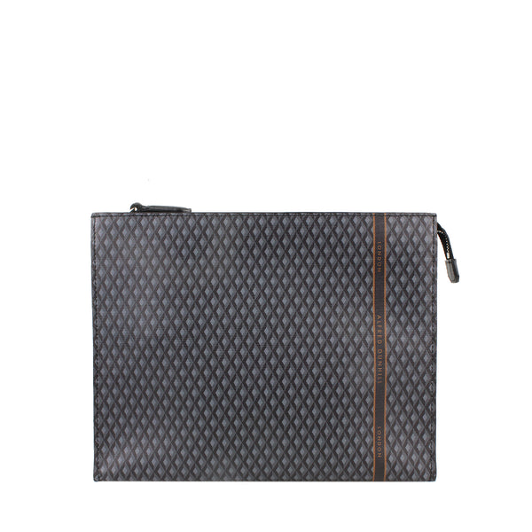 Dunhill Engine Turn patterned coated canvas pochette