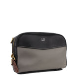 Dunhill grained leather and canvas zipped wash bag