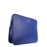 Dunhill Cadogan zipped pouch constructed in cobalt blue grained leather