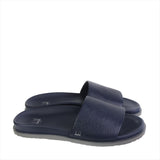 Dunhill Cadogan slides in a navy blue grained leather upper