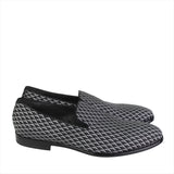 Dunhill evening slipper in a woven silk engine turn pattern