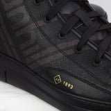 Dunhill Luggage Canvas hi-top sneakers in black and dark bronze